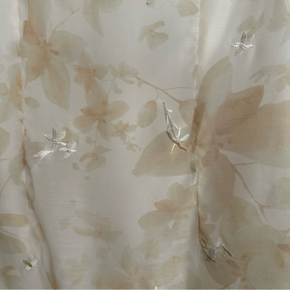 YUFEI Traditional Chinese Cheongsam Dress Pale Yellow Organza MIDI Embroidered M - Picture 13 of 15